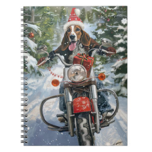 Bluetick Coonhound Dog Riding Motorcycle Christmas Notebook