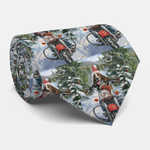 Bluetick Coonhound Dog Riding Motorcycle Christmas Tie