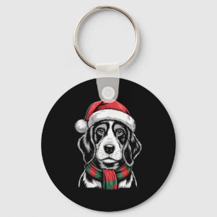Bluetick Coonhound Dog Santa Hat F Christmas Costu Key Ring