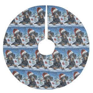 Bluetick Coonhound Dog Winter Wonderland Christmas Brushed Polyester Tree Skirt