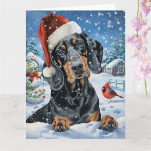 Bluetick Coonhound Dog Winter Wonderland Christmas Card