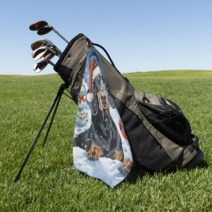 Bluetick Coonhound Dog Winter Wonderland Christmas Golf Towel