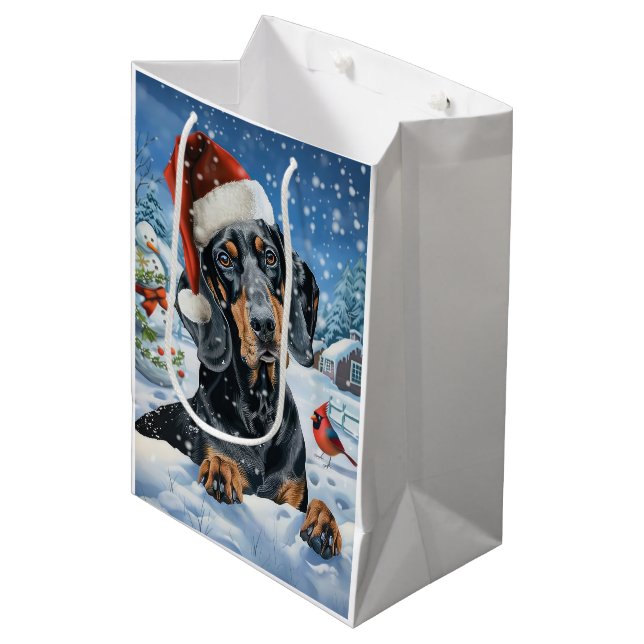 Bluetick Coonhound Dog Winter Wonderland Christmas Medium Gift Bag (Front Angled)