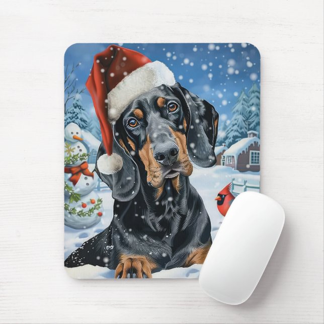 Bluetick Coonhound Dog Winter Wonderland Christmas Mouse Mat (With Mouse)
