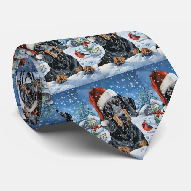Bluetick Coonhound Dog Winter Wonderland Christmas Tie (Rolled)