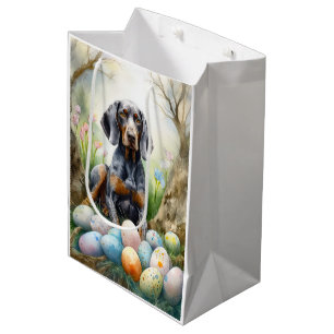 Bluetick Coonhound Dog with Easter Eggs Holiday Medium Gift Bag
