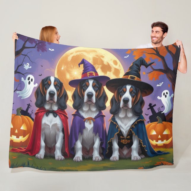 Bluetick Coonhound Dogs Pumpkin Halloween Funny Fleece Blanket (In Situ)