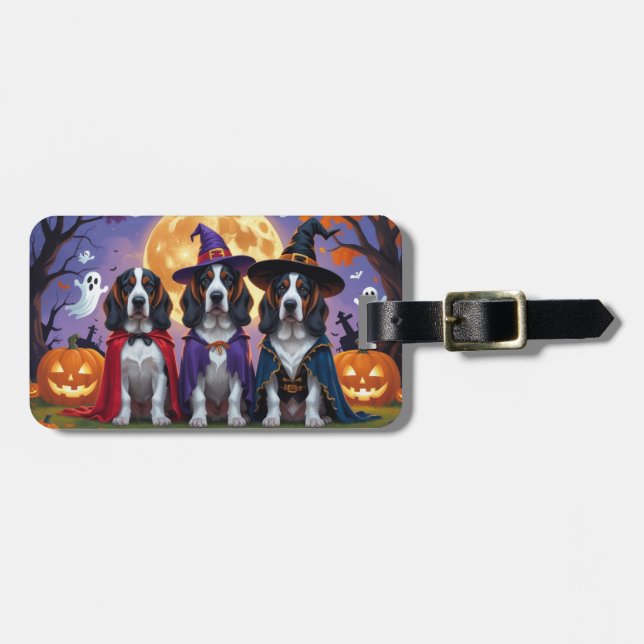 Bluetick Coonhound Dogs Pumpkin Halloween Funny Luggage Tag (Front Horizontal)