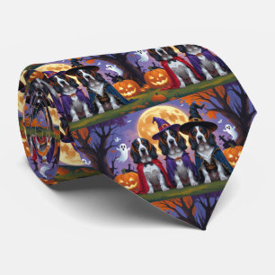 Bluetick Coonhound Dogs Pumpkin Halloween Funny Tie