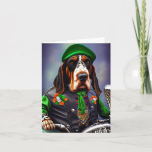 Bluetick Coonhound Driving Bike St. Patrick's Day Card