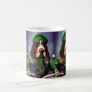 Bluetick Coonhound Driving Bike St. Patrick's Day Coffee Mug