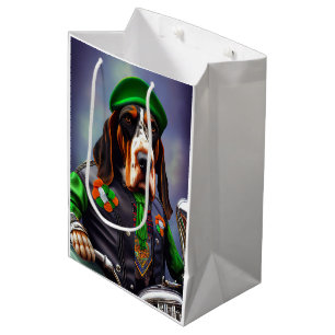 Bluetick Coonhound Driving Bike St. Patrick's Day  Medium Gift Bag