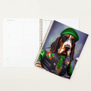 Bluetick Coonhound Driving Bike St. Patrick's Day Planner