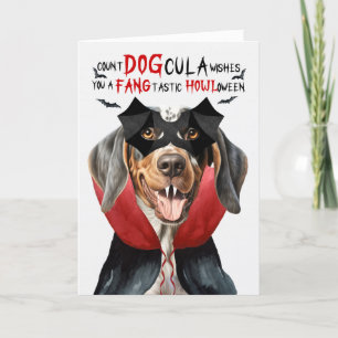 Bluetick Coonhound Funny Count DOGcula Halloween Holiday Card