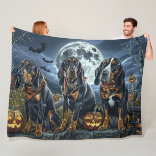 Bluetick Coonhound Halloween Spooky Fleece Blanket