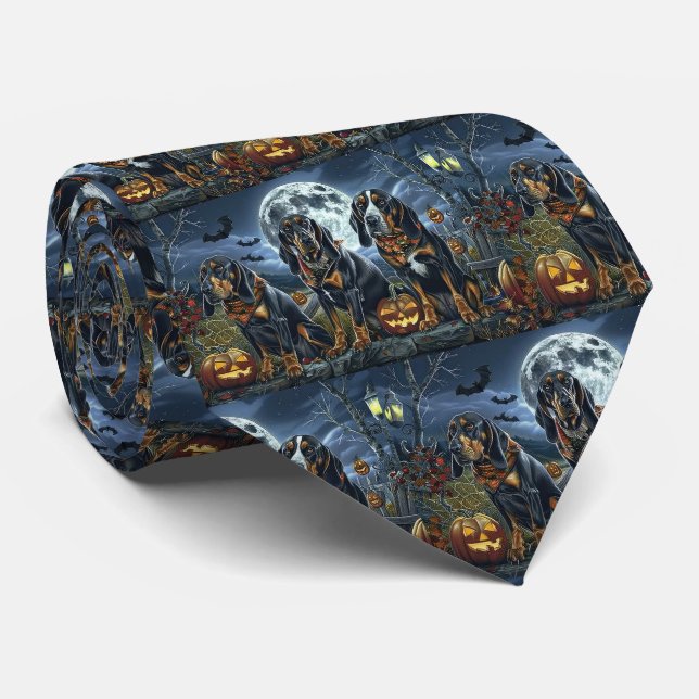 Bluetick Coonhound Halloween Spooky Tie (Rolled)
