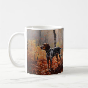 Bluetick Coonhound in Autumn Leaves Fall Inspire Coffee Mug