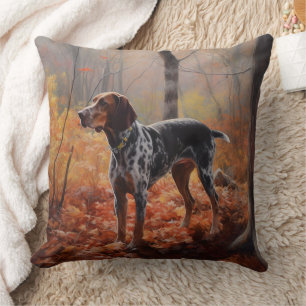 Bluetick Coonhound in Autumn Leaves Fall Inspire Cushion