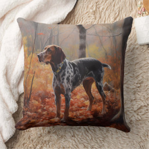Bluetick Coonhound in Autumn Leaves Fall Inspire Cushion