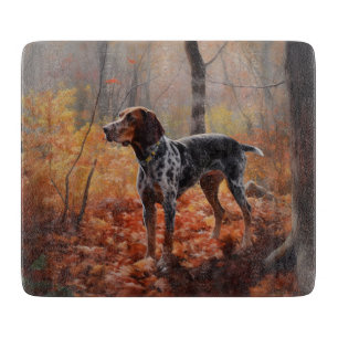 Bluetick Coonhound in Autumn Leaves Fall Inspire Cutting Board