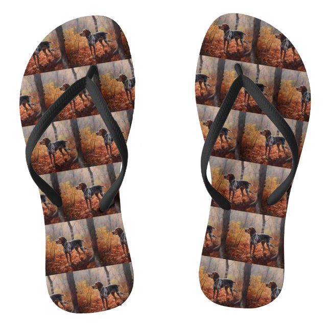 Bluetick Coonhound in Autumn Leaves Fall Inspire Flip Flops (Footbed)