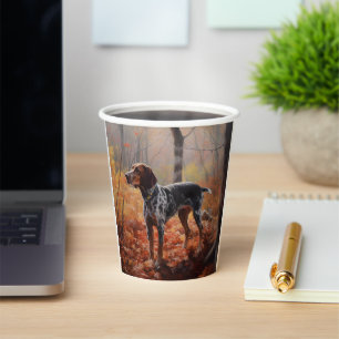 Bluetick Coonhound in Autumn Leaves Fall Inspire Paper Cups
