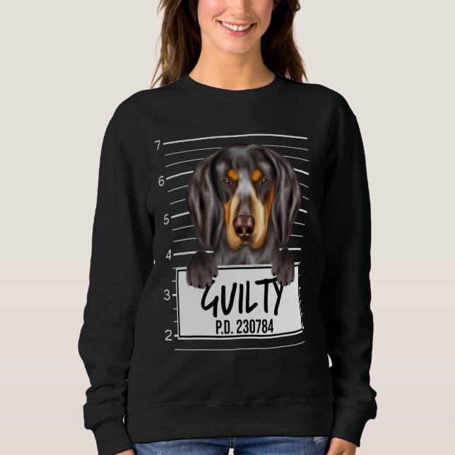 Bluetick Coonhound Mugshot Guilty Dog Sweatshirt (Front)