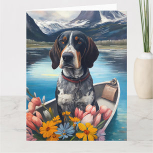 Bluetick Coonhound on a Paddle: A Scenic Adventure Card