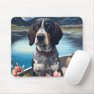 Bluetick Coonhound on a Paddle: A Scenic Adventure Mouse Mat