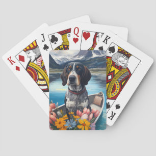 Bluetick Coonhound on a Paddle: A Scenic Adventure Playing Cards