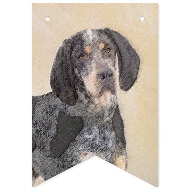 Bluetick Coonhound Painting - Cute Original Dog Ar Bunting (First Flag)