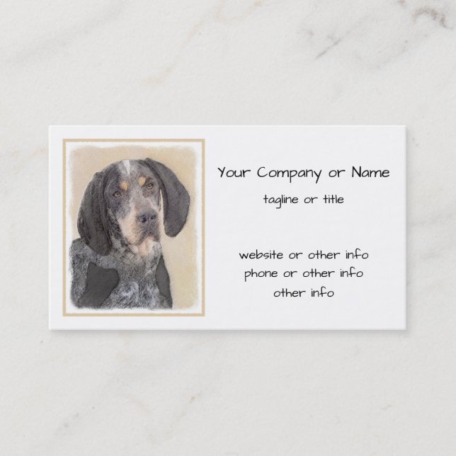 Bluetick Coonhound Painting - Cute Original Dog Ar Business Card (Front)
