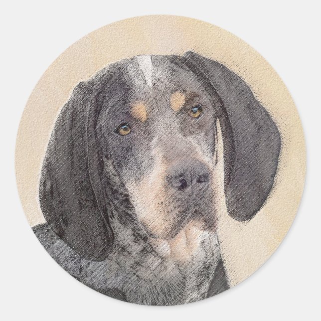 Bluetick Coonhound Painting - Cute Original Dog Ar Classic Round Sticker (Front)