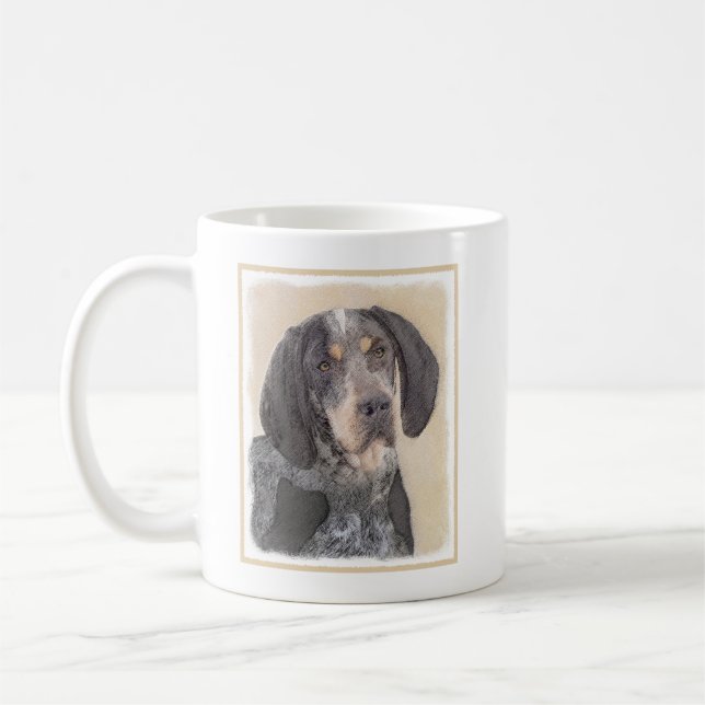 Bluetick Coonhound Painting - Cute Original Dog Ar Coffee Mug (Left)