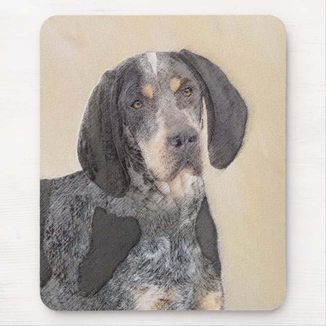 Bluetick Coonhound Painting - Cute Original Dog Ar Mouse Mat (Front)