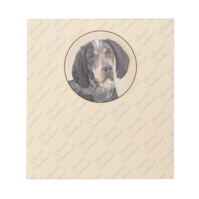 Bluetick Coonhound Painting - Cute Original Dog Ar Notepad (Front)