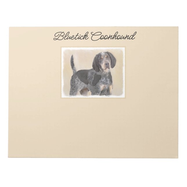 Bluetick Coonhound Painting - Cute Original Dog Ar Notepad (Front)