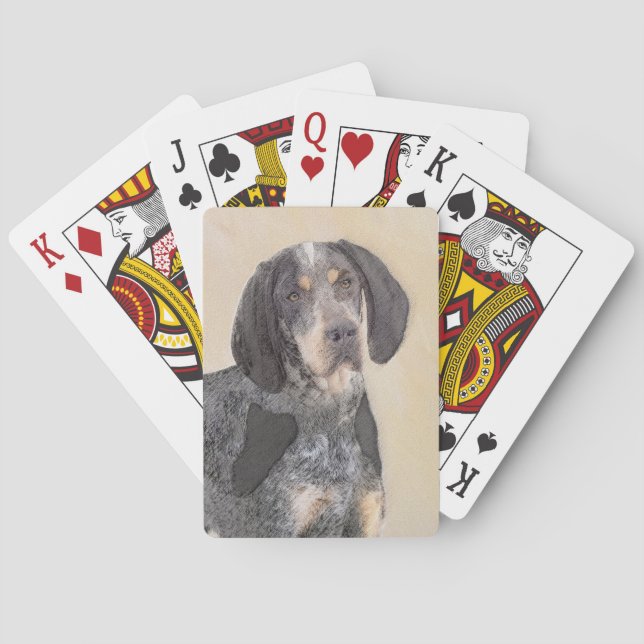 Bluetick Coonhound Painting - Cute Original Dog Ar Playing Cards (Back)