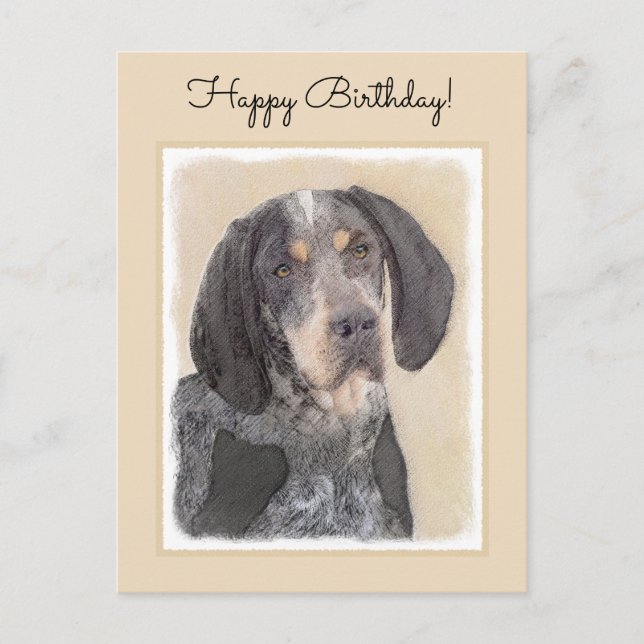 Bluetick Coonhound Painting - Cute Original Dog Ar Postcard (Front)