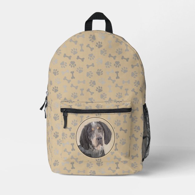 Bluetick Coonhound Painting - Cute Original Dog Ar Printed Backpack (Front)