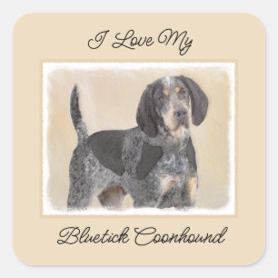 Bluetick Coonhound Painting - Cute Original Dog Ar Square Sticker