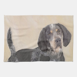 Bluetick Coonhound Painting - Cute Original Dog Ar Tea Towel
