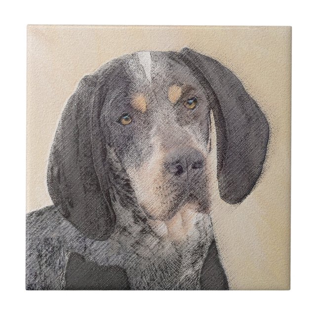 Bluetick Coonhound Painting - Cute Original Dog Ar Tile (Front)