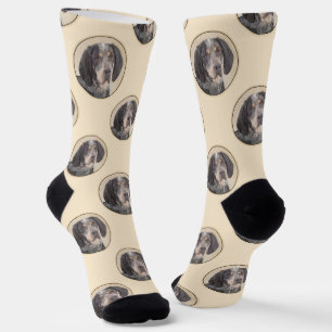 Bluetick Coonhound Painting with Markings Dog Art Socks