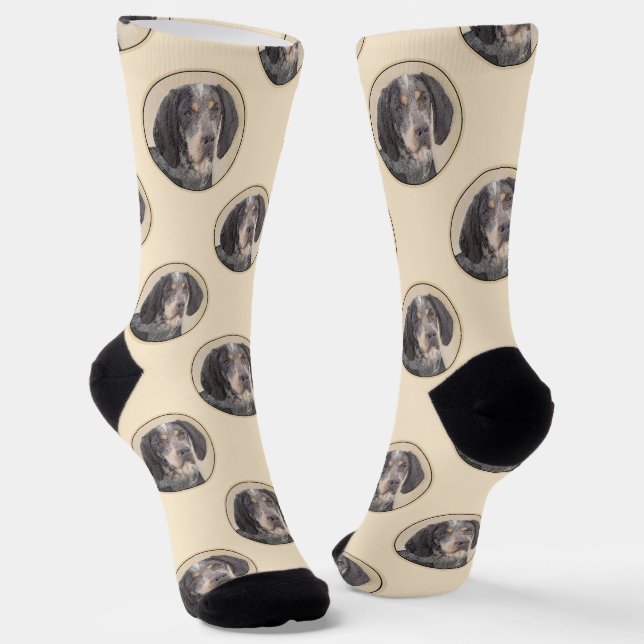 Bluetick Coonhound Painting with Markings Dog Art Socks (Angled)