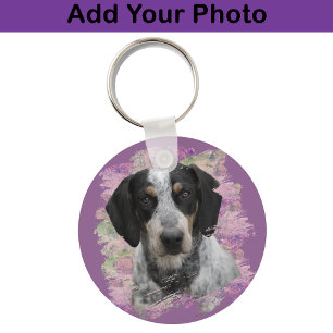 Bluetick Coonhound Pink Lilac Dog Lover Photo Key Ring