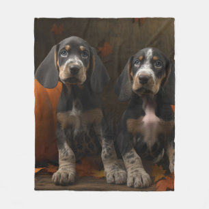 Bluetick Coonhound Puppy Autumn Delight Pumpkin  Fleece Blanket