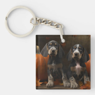 Bluetick Coonhound Puppy Autumn Delight Pumpkin Key Ring