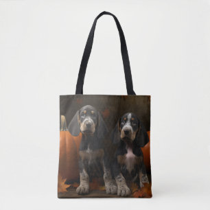 Bluetick Coonhound Puppy Autumn Delight Pumpkin  Tote Bag