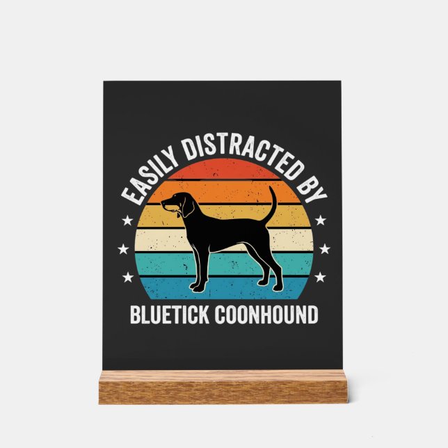 Bluetick Coonhound Retro Sunset Dog Acrylic Sign (Front)